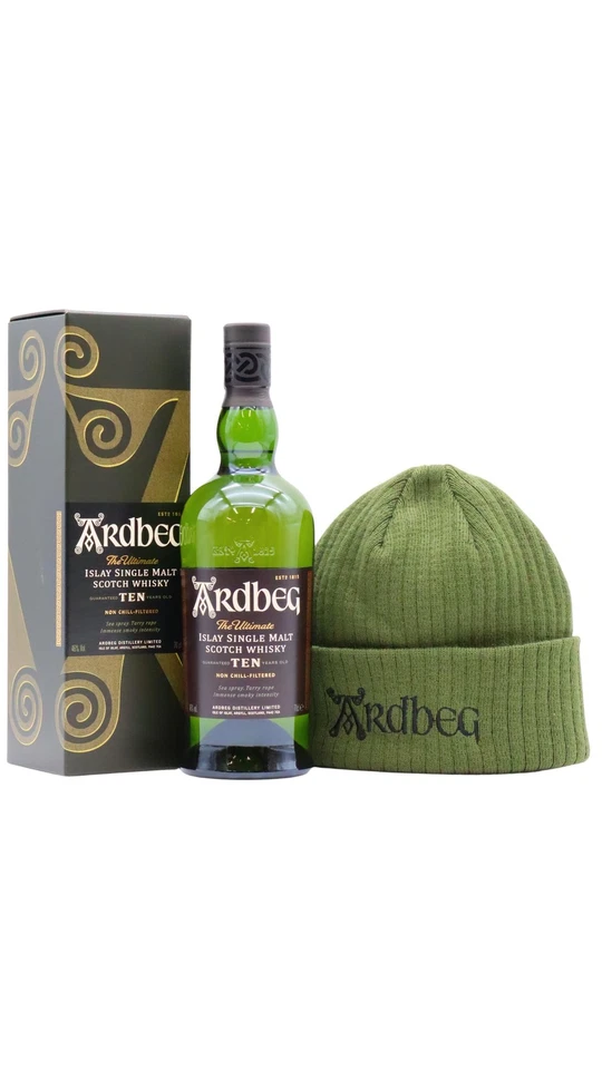 Ardbeg - Islay Single Malt Scotch 10 year old Whisky (Includes Beanie Hat) 70cl - Photo 1/1
