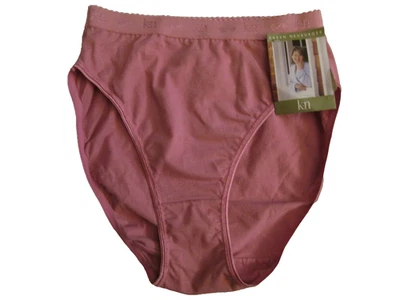 Vintage Karen Neuburger Hi Rise Cotton Brief Panty Rose Pink High Cut Leg Size S - Image 1 of 4