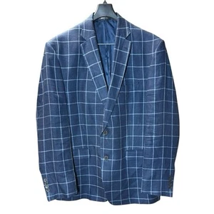 Ralph Lauren 100% Leinen Blazer Herren 44R blau kariert Sport Anzug Mantel LRL Knopf - Bild 1 von 6