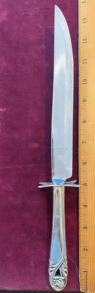 Spring Glory by International Sterling Silver ROAST CARVING  KNIFE LARGEST MADE Foto 1 de 1