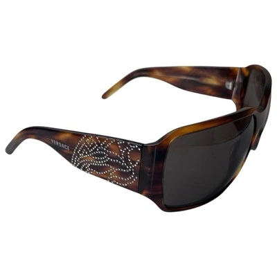 Versace Vintage Y2K Sunglasses Tortoise Brown Medusa Logo Swarovski New With Tag Foto 1 de 4