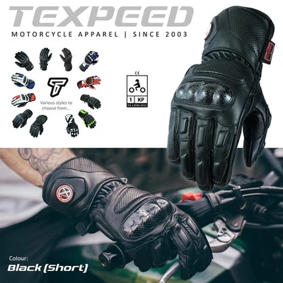 Motorbike Motorcycle Leather Gloves Warm Biker Waterproof CE Knuckle Protection - Image 1 of 4