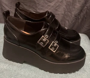Mocasín Zodiac Perri para mujer con doble hebilla suela plataforma negro 10M nuevo sin caja - Imagen 1 de 5
