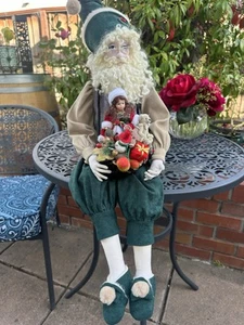 Weihnachtsmann Figur Puppe 30" Regal Sitter mit Tasche Spielzeug Weihnachten beweglich Handarbeit? - Bild 1 von 21