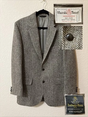 HARRIS TWEED ВИНТАЖНЫЙ мужской HERRINGBONE шерсти спортивное пальто костюм куртка blazer 42 R - Изображение 1 из 4