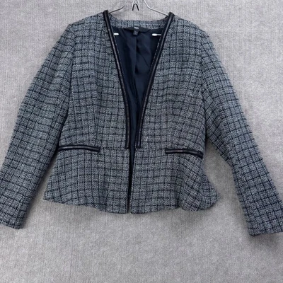 Mossimo Women's Black Gray Tweed Peplum Blazer Jacket XXLT TG FITS LIKE 1X - Image 1 of 4