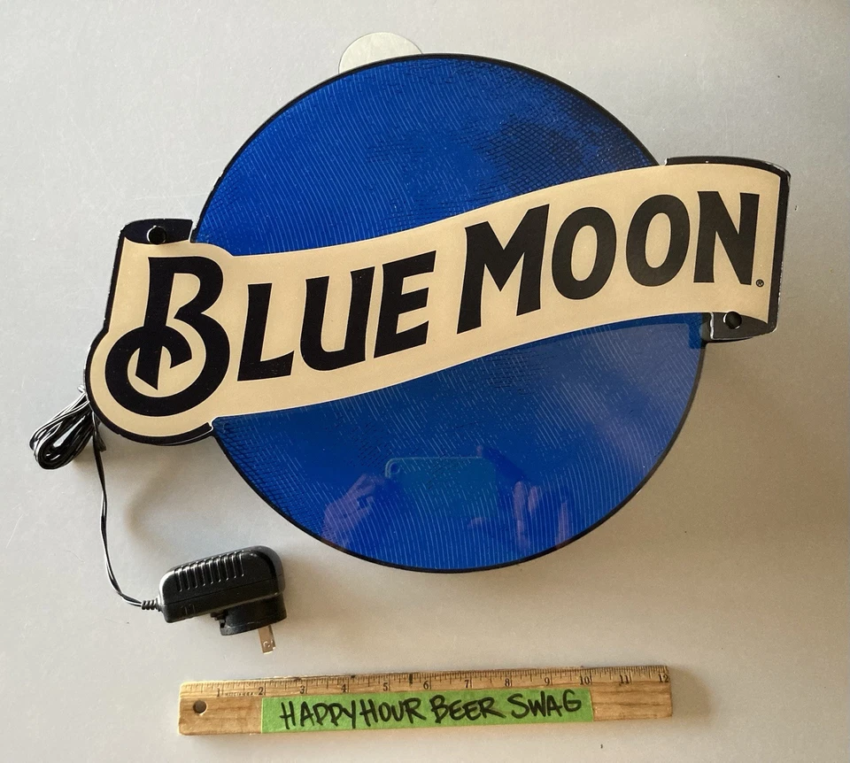 🌟 Luz de barra de letrero de cerveza LED Bluemoon de movimiento animado raro Foto 1 de 4