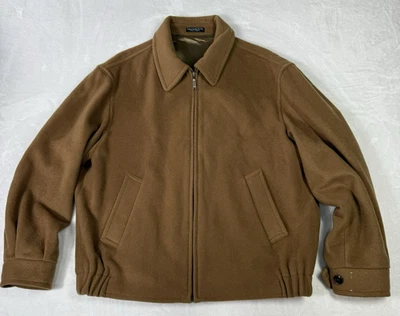 Vintage 90's Baracuta Cashmere Wool Bomber Jacket Beige Medium Soft Gold Lined - Image 1 of 4