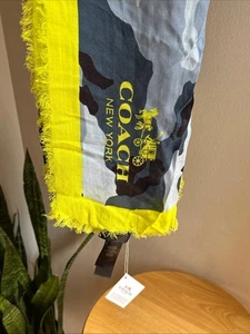 Coach Blue Multicolor Camo Scarf 54x54 New With Tags - Picture 1 of 9
