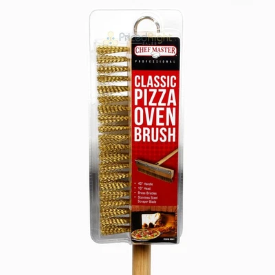 Chef Master Classic 40" Pizza Oven Brush with Scraper Wood Handle Brass Bristles - Image 1 of 4