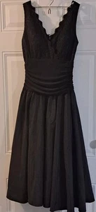 VTG JESSICA HOWARD Dress Size 8 Black Lace Top Tulle Underskirt Retro Pinup - Picture 1 of 9