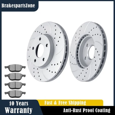 Pastillas de rotores de freno delanteros aptas para Ford Focus 2012 2013-2016 2017 2018 S SE perforadas Foto 1 de 4