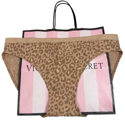 Nuevo con etiquetas Braguita de bikini Victoria's Secret estampado de leopardo M acanalada comodidad sin costuras Foto 1 de 4