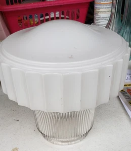 Vintage 1920's CLEAR /FROSTED Glass Hanging Pendant Type Lamp Shade MH 1025 - Picture 1 of 3