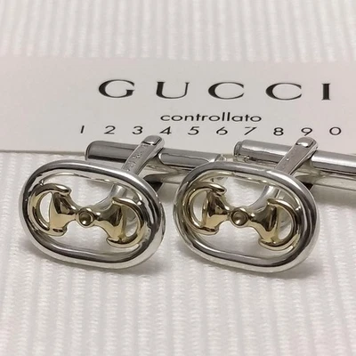 Gemelli Gucci Horsebit K18 oro e argento 925 autentici made in Italy 1116 - Immagine 1 di 4