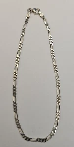 Sterling Silver 925 Figaro Link Bracelet 9½” Made In Italy 4g Unisex - Picture 1 of 7