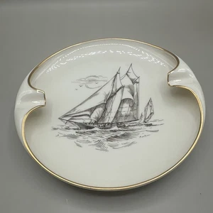 Vintage Lenox Aschenbecher mit dem historischen Schoner Columbia 22K Akzente - Bild 1 von 3