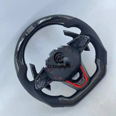 Volante de fibra de carbono con LED para Volkswagen Golf 8 MK8 GTI GTE 2020-2024 Foto 1 de 4