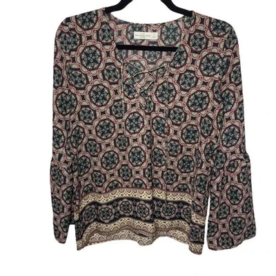 Abercrombie & Fitch boho bell sleeve paisley peasant tunic blouse size S - Image 1 of 4