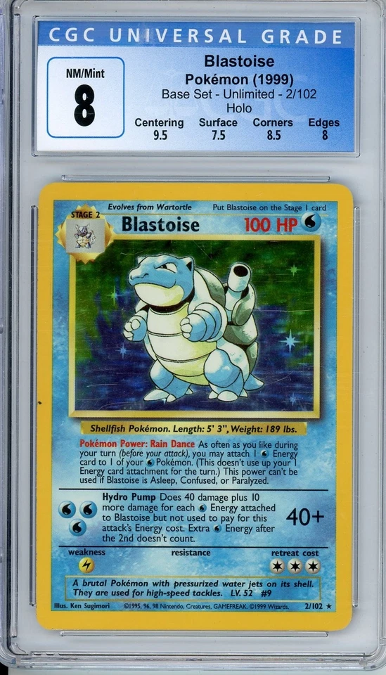 1999 POKEMON BASE SET #2 BLASTOISE HOLO CGC 8 - Image 1 of 2