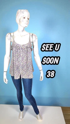 See u Soon Taille 38  Haut top débardeur tunique femme liberty violet beige - Photo 1/4