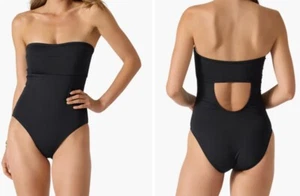 Traje de baño Tommy Bahama Palm moderno sin tirantes bandeau de una pieza negro talla 6 - Imagen 1 de 9