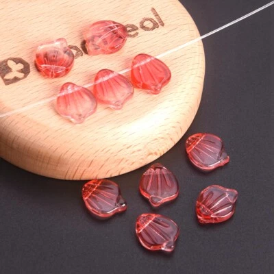 10pcs Floral Petal Shape 15x12mm Lampwork Glass Loose Top Drilled Pendants Beads - Image 1 of 4