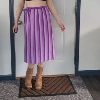 70s Purple and Blue Striped Wrap Skirt - Image 1 of 4