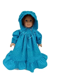 Vestido y gorro Pioneer Prairie 18 pulgadas muñeca ropa se adapta a American Girl azul - Imagen 1 de 6
