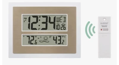 512-14937 La Crosse Technology Atomic Digital Wall Clock Forecast TX141V3- N - Image 1 of 4
