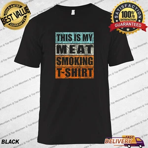 BBQ Smoker Themed Retro, Vintage My Meat Smoking Gift Unisex T-Shirt - Picture 1 of 10