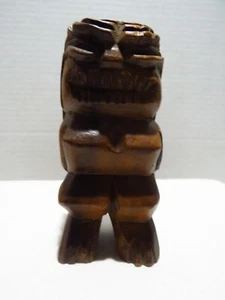 VTG HAND CARVED WOOD MONKEY POD TIKI GOD FIGURINE 4" KN3-57 - Picture 1 of 5