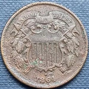 1864 Two Cent Piece 2c Better Grade XF Details #78587 - Picture 1 of 2