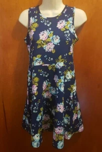 XL 14 16 Route 66 Blue Floral Dress Skater Fit Flare sleeveless  - Picture 1 of 6