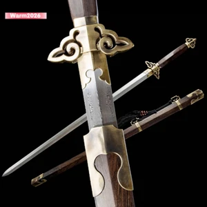 Chinese Qing Dynasty Jian KUNGFU Sword Brass，Folded Steel Long Blade Nice -Y1465 - Picture 1 of 13