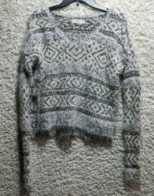 Suéter Abercrombie Fitch para Mujer XS Pequeño Gris Diamante Recortado Blanco Pullover Foto 1 de 4
