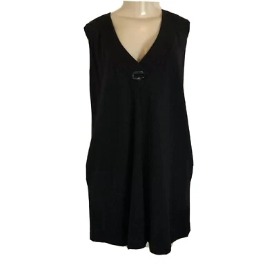 Vestido Cynthia Steffe XL negro liso sin mangas corto línea A bolsillos cambio Foto 1 de 4