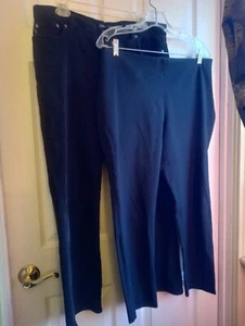 LAUREN RALPH LAUREN Size 14P preown BLACK 2 pr. Pants corduroy, cotton VGUC - Picture 1 of 9