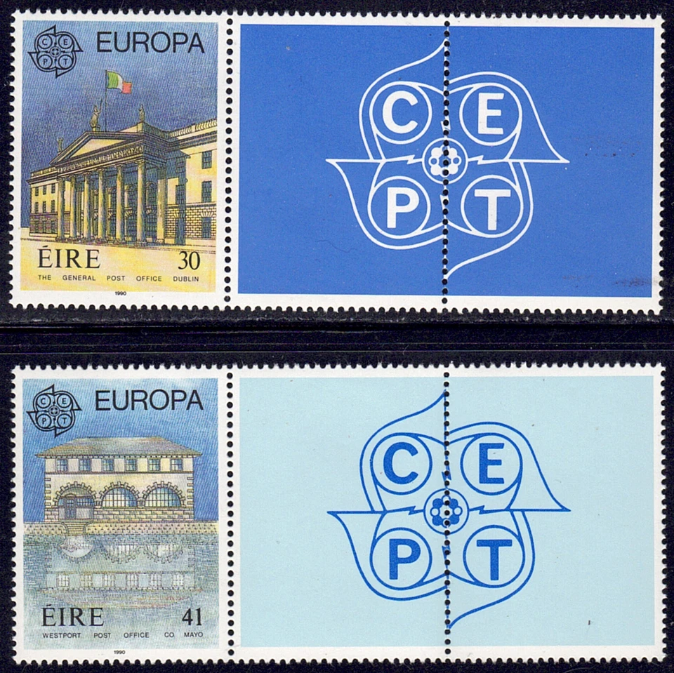 1990 Europa  SC# 805-806 - Europa - Ireland - GPO, Dublin with Labels - M-NH - Image 1 of 1