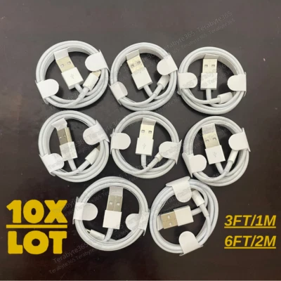 10X Bulk 3/6FT USB Charger Cable For iPhone 14 13 12 11 8 Charging Data Cord Lot - Image 1 of 4