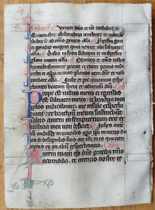 Original Manuscript Leaf on Vellum Prayerbook Fine Initials (A) - 1450 - Picture 1 of 2