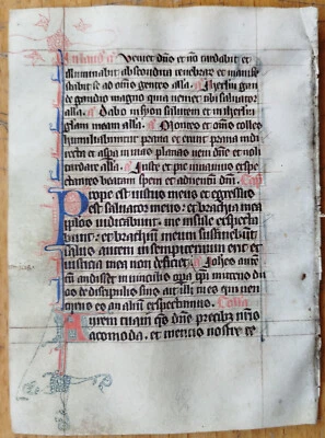 Original Manuscript Leaf on Vellum Prayerbook Fine Initials (A) - 1450 - Image 1 of 2