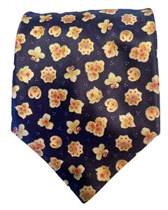 Brioni Silk Tie Mens Blue Yellow Floral Medallion Handmade Long Made in Italy - Picture 1 of 7