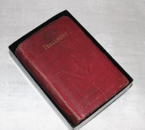 1879 Antique New Testament Pocket American Bible Society Red Cloth Hardcover - Picture 1 of 21