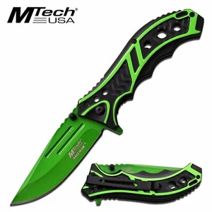 MTECH USA 8.25" GREEN SPRING ASSISTED TACTICAL FOLDING POCKET KNIFE Assist Open - Picture 1 of 3