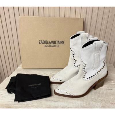 ZADIG & VOLTAIRE Cara Studded Western Leather Boots MSRP $798 Womens Sz 5 New  - Image 1 of 4