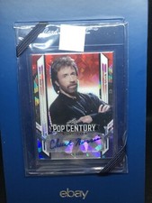 Chuck Norris 2/3 Red White Blue Ice Autograph Card Pop Century 2021 Leaf BA-CN1