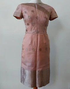 Indian-inspired dress (for a project) fine pink / gold sheer fabric + lining - Picture 1 of 12