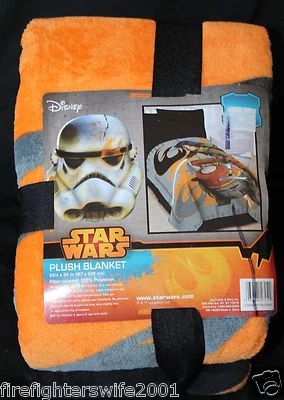 Disney Star Wars Plush Blanket orange gray 62x90 new - Image 1 of 4