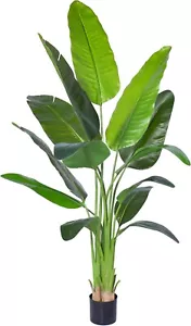 Artificial Bird of Paradise Plant, Fake Plant with Real Leaves and Durable Pot - Picture 1 of 7